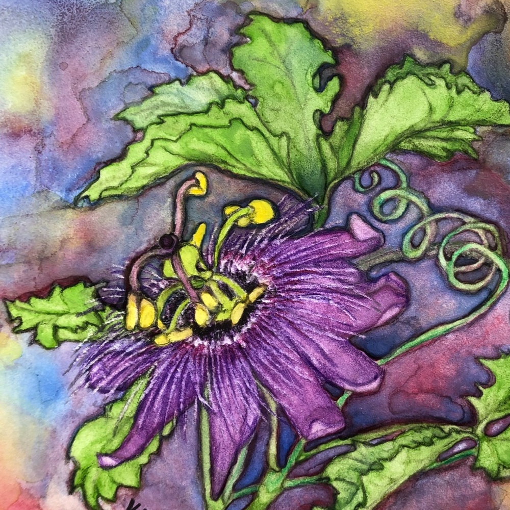 “Passion Flower” Watercolor Notecard